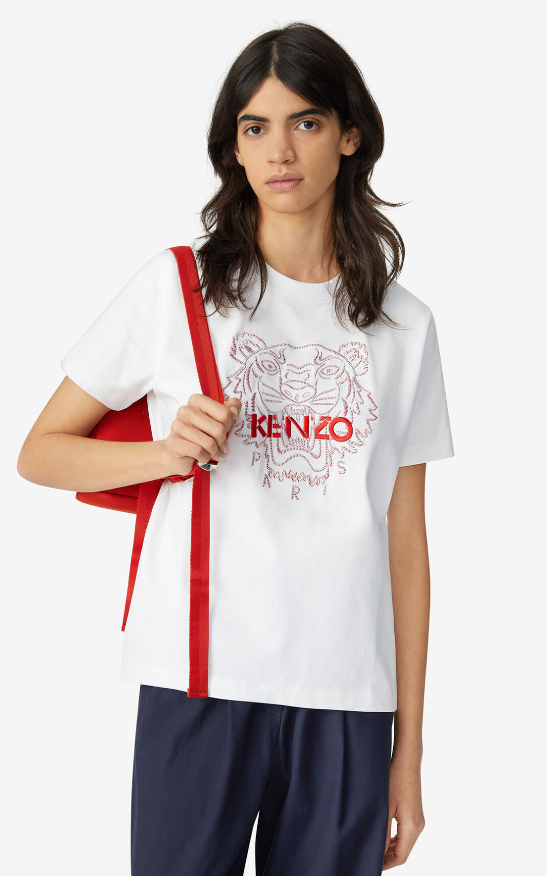 Kenzo Tiger loose fitting T Shirt White For Womens 8071CSNXH